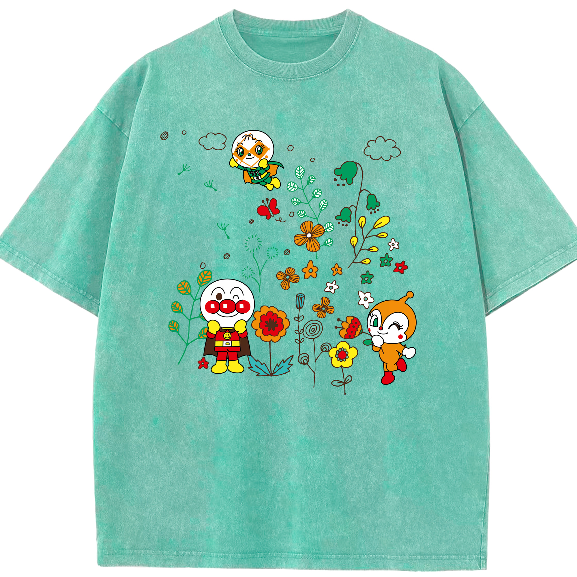 （画像用） アンパンマン Anpanman 綿100% ヴィンテージ風 半袖Tシャツ（フロントプリント）